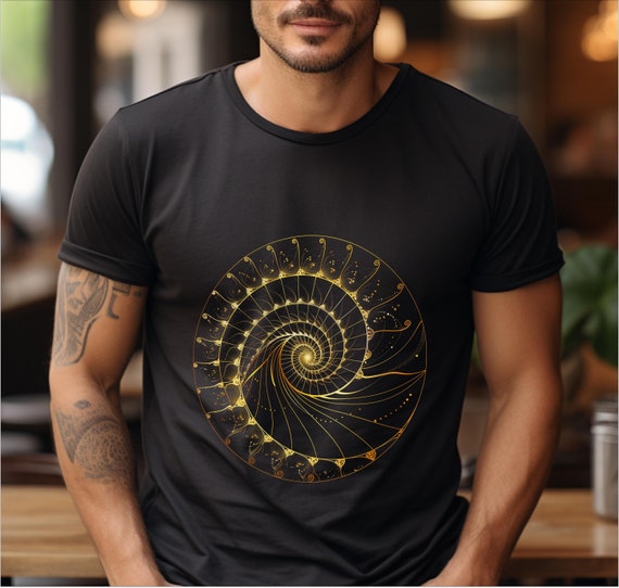 Fibonacci Spiral Shirt Golden Ratio Sacred Geometry Tshirt Trippy Psychedelic Math Mathematician Gifts Tshirt