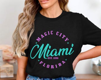 Magic City Miami T-Shirt, Florida Vacation Tee, Miami Est 1896 Shirt, South Beach Apparel, Sunshine State Gift, Travel Souvenir T-Shirts