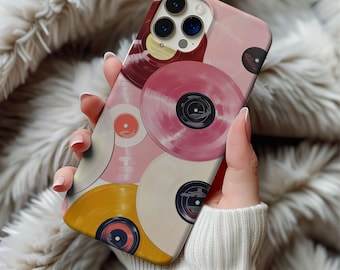 Vinyl Records Phone Case Music Lover DJ Vintage Retro Pink Pastel Samsung Galaxy S25 Iphone 13 14 15 16 17 Pro Air Tough Phonecase