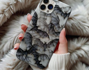 Stained Glass Halloween Bat Phone Case Artful Trendy Vintage Spooky Creepy Fall Gift Samsung Galaxy Iphone 13 14 15 16 17 Pro Max Tough Case