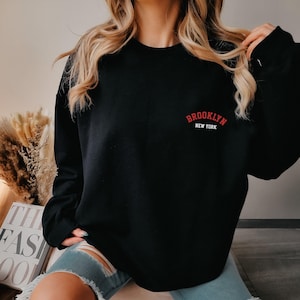 Brooklyn NY Embroidered Sweatshirt Embroidery Sweater Brooklyn Pride New York City NYC Souvenir Sports Gift Heavy Blend™ Crewneck Sweatshirt