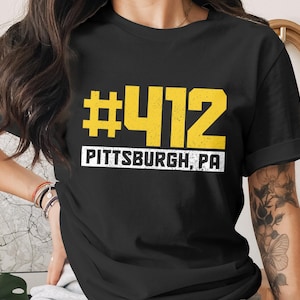 Pittsburgh 412 Area Code Unisex T-Shirt, Pittsburgh PA Tee, Local City Pride Shirt, Steelers Penguins Pirates Fan Gift
