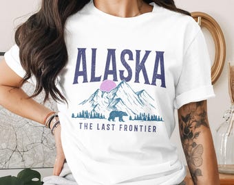 Alaska Bear Mountains T-Shirt Unisex Tee Distressed Vintage The Last Frontier