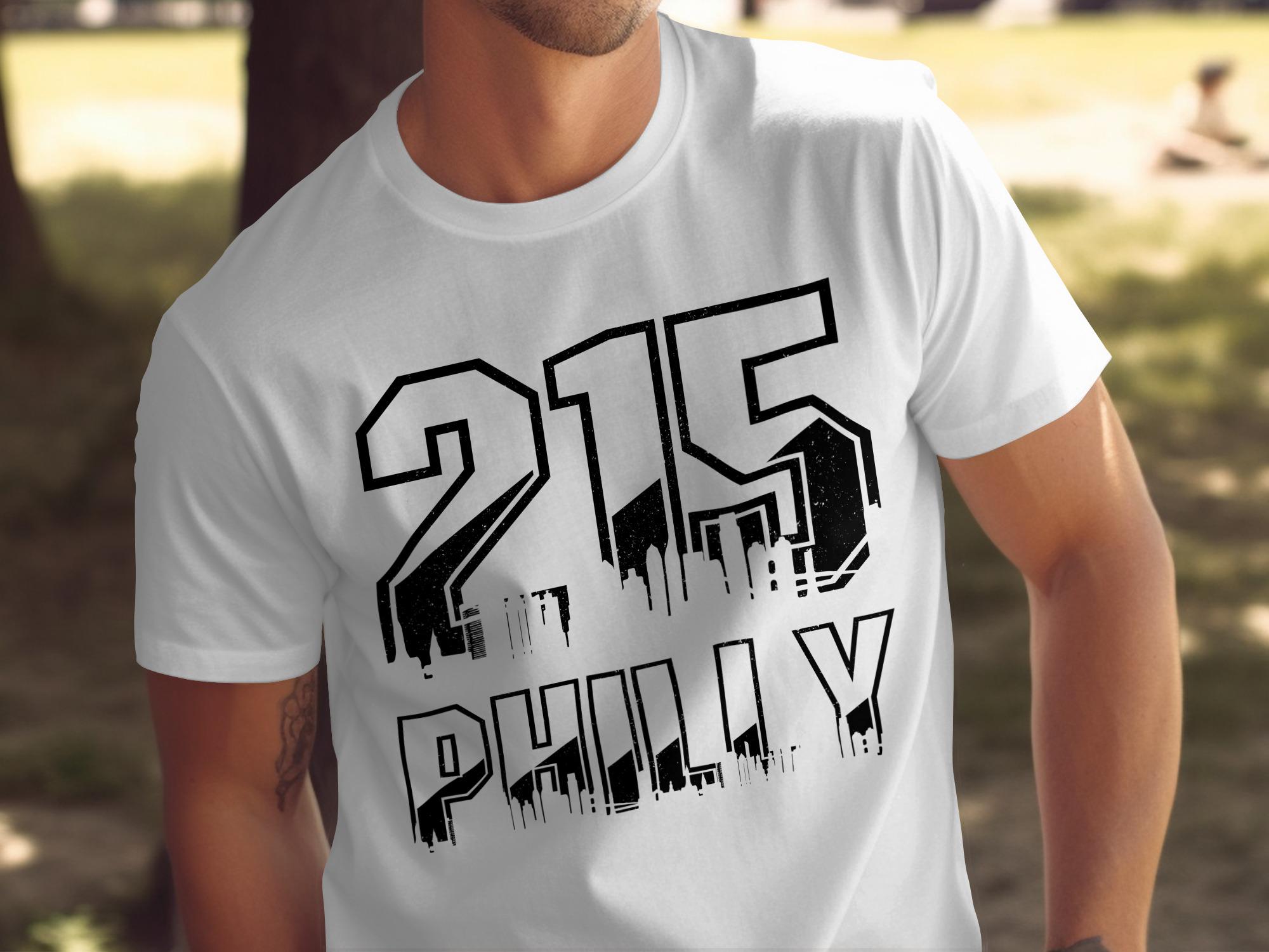 215 Banner Code Unisex T-shirt: 215 Philadelphia Area Code, Philly Skyline Distressed ...