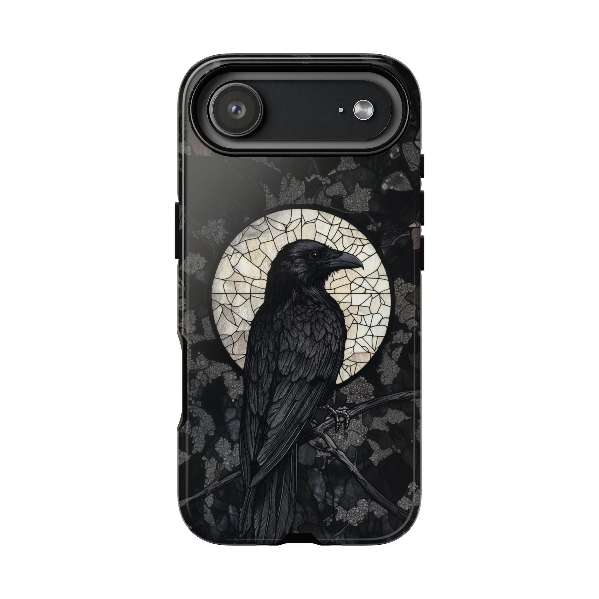 Black Crow Raven Stained Glass Gothic Phone Case iPhone 13 14 15