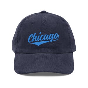 Chicago Corduroy Cap Embroidered Chicago Baseball Hat Embroidery Retro Sports Style Chicago Illinois Souvenirs Gift Idea Corded Vintage Cap