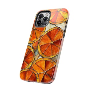 Geschnitten Orange Glasmalerei Telefonhülle Kunstvolle ästhetische Zitrusfrucht-Muster Hülle Geschenk iPhone 13 14 15 16 17 Pro Max Gehäuse Tough Phonecase Bild 5