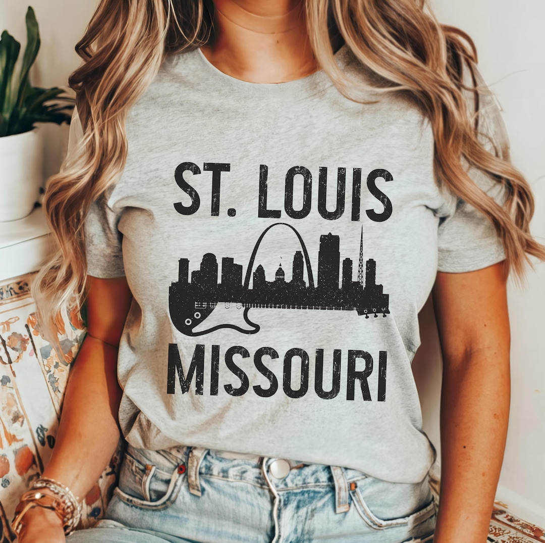 St. Louis Missouri Shirt St Louis Skyline Tshirt Guitar Player Jazz ...