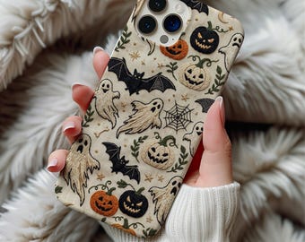 Halloween MagSafe Phone Case Spooky Ghosts & Pumpkins Printed iPhone 14 15 16 Pro Max Samsung Galaxy S26 Cover