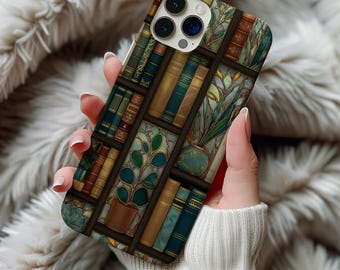 Bookish Stained Glass Phone Case Magnetic MagSafe iPhone 14 15 16 17 Pro Max Samsung Galaxy S26 Cover, Dark Academia Reader Gift