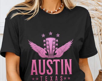 Austin Texas Shirt Guitar Player Austin TX Pride Tshirt Vintage Blues Folk Country Music Gift Idea Austin Souvenirs T-Shirt