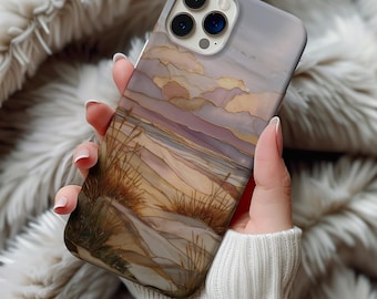 Beach Coastal Phone Case Stained Glass Print Sand Dunes Iphone 13 14 15 16 17 Pro Max Air & Samsung Galaxy S26 Tough Cases