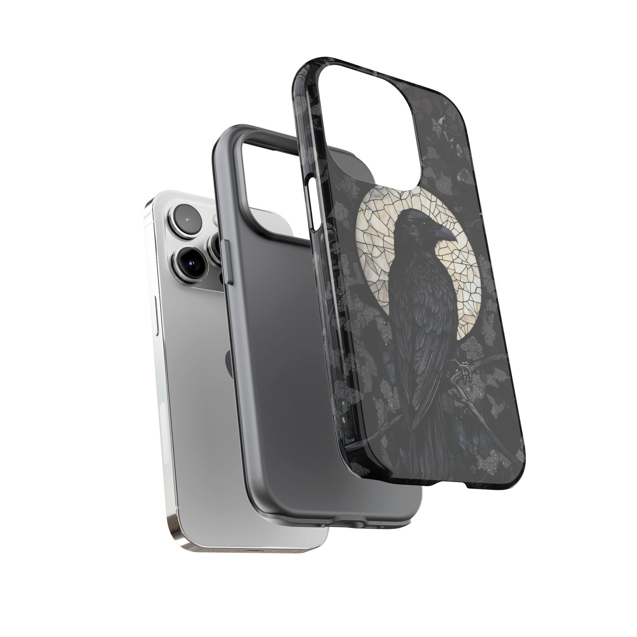 Black Crow Raven Stained Glass Gothic Phone Case iPhone 13 14 15