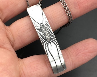 Colar Centopeia Doméstica em Prata de Lei – Joias artesanais com insetos para amantes de insetos, entomologistas e entusiastas da natureza!