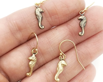 Delicate Handmade Gold Vintage Seahorse Charm Earrings -- The Perfect Gift for your Favorite Mermaid!