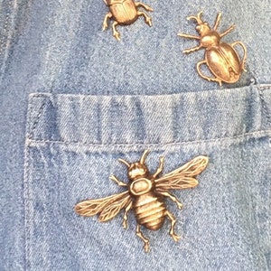 Brass Bee Insect Pin, Brooch, or Lapel Pin, Featuring a Flying Honeybee or Bumble Bee Bee, is the Perfect Gift for any Insect Jewelry Lover