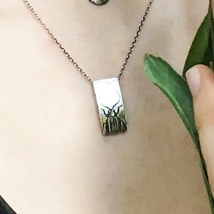 Handmade Customizable Striped Beetle Necklace in Sterling Silver With Your Choice of Chain and Length from 16&quot; to 22&quot;
