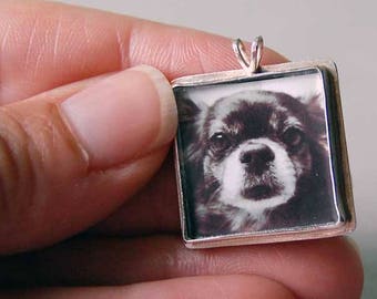 Square Custom Photo Necklace or Photo Pendant in Sterling Silver -- Photo or Picture Jewelry Makes the Perfect Gift for Mom or Grandmom!