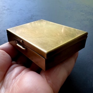 Clean & Simple Rectangular 2.13" x 1.75" Brass Pill or Trinket Box — Perfect Pillbox for Purse or Tote!