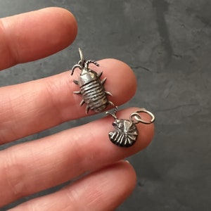 Sterling Silver, Brass, or Bronze Isopod Charm Pendant — Option to Add Your Choice of Sterling Silver Vegan Choker or Necklace