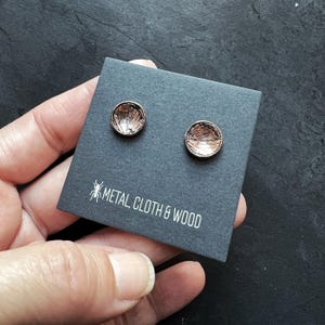 Handmade Copper & Sterling Silver Stud Earrings with Insect Wing Patterns, Insect Jewelry, Insect Jewellery, Insect Earrings, Bug Earrings