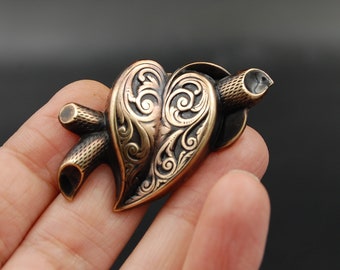 Unique Victorian Style Anatomical Heart Brooch or Pin — Perfect for Lapel Pin or as a Shoulder Brooch