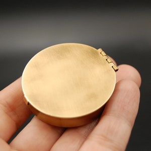 Customizable Small Round Brass Pill or Trinket Box with Your Choice of Engraving and/or Animal on Lid Perfect Pillbox for Purse or Pocket image 8