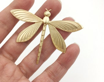 Brass Dragonfly Pin, Insect Lapel Brooch, Bug Jewelry
