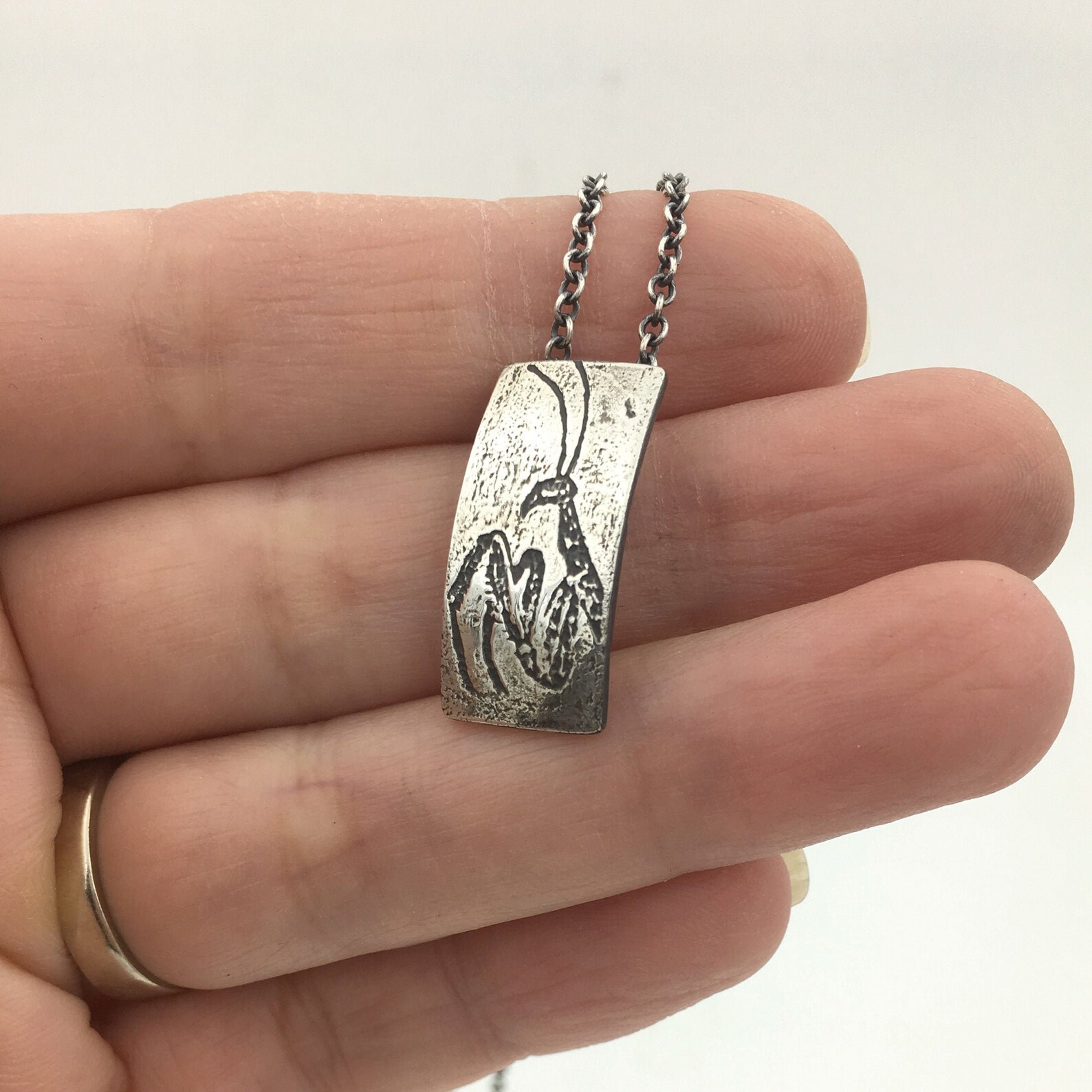 Praying Mantis Necklace in Sterling Silver Insect Jewelry Etsy