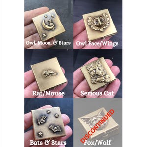 Customizable Decorative 1.25" Square Brass Pill Box with Your Choice of Skull, Insect, Animal, or Celestial Theme! image 3