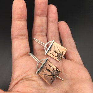 Handmade Weevil Earrings in Copper & Sterling Silver, Handmade Insect Jewelry, Weevil Jewelry, Insect Jewellery, Entomology Gift, Geek Gift image 3