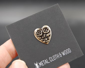 Small Victorian Heart Lapel Pin or Brooch with Locking Pin Back