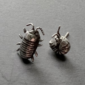 Mismatched Handmade Sterling Silver Isopod Stud Earrings Also Available in Bronze and Brass Perfect Pillbug, Doodlebug, Roly Poly Gift image 6