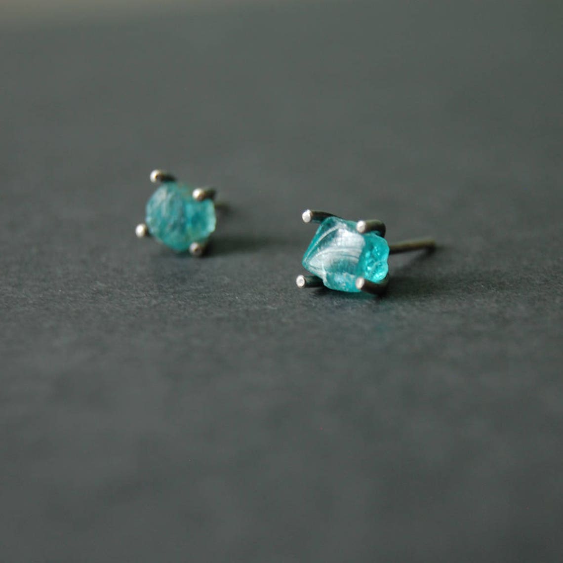 Apatite Stud Earrings Apatite Studs Raw Apatite Stud Etsy
