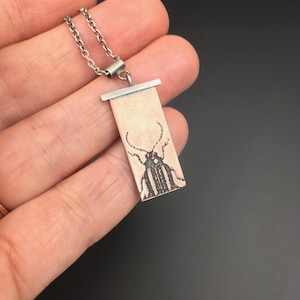 Custom Beetle Necklace – Handmade Sterling Silver & Copper Bug Jewelry | Insect Pendant Gift for Nature Lovers and Entomology Fans