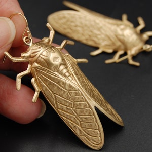 Cicada Earrings with Gold Filled Ear Wires and Golden Brass Cicada Charms Perfect for Brood X Bright Gold or Antiqued Finish Available image 2