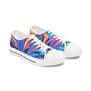 Vibrant Street Art Sneakers, Women&#39;s Low Top Shoes, Urban Graffiti Tennis Shoes, Colorful Skateboard Sneakers, Stylish City Sneaks