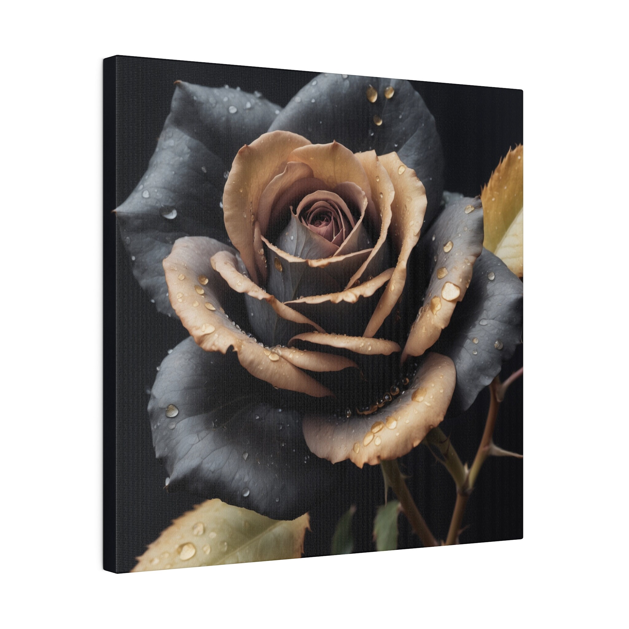 Black and Gold Rose Wall Art Flower Wall Art Etsy