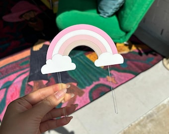 Pink Themed Rainbow Cake Topper for Girl Parties