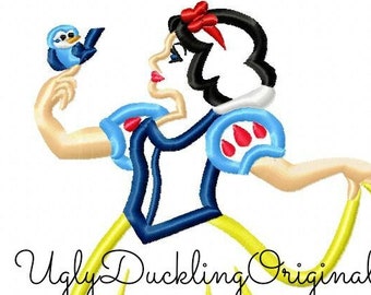 白雪姫 青い鳥 スケッチ デジタル刺繍機 デザイン ファイル 4x4 5x7