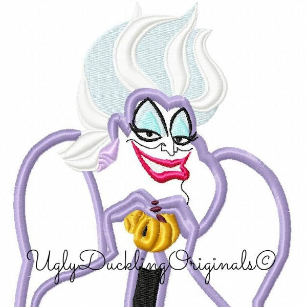 Ursula Applique Design Little Mermaid Ariel Original Artwork by UDOAppliques™ Machine Embroidery Digital Download