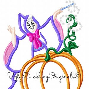 Cinderella Fairy Godmother Pumpkin Applique Design Original Artwork by UDOAppliques™ Machine Embroidery Digital Download