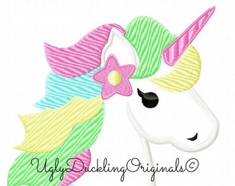 Unicorn Applique Design Original Artwork By UDOAppliques Machine Embroidery Digital Download Whimsical Unicorn Rainbow Unicorn Embroidery