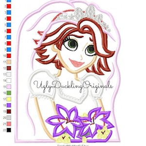 Rapunzel Applique Design Tangled Wedding Machine Embroidery Digital Download