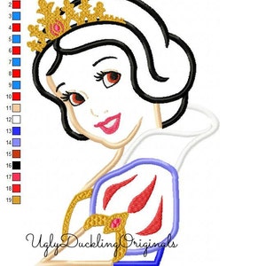 Snow White Applique Design Princess Machine Embroidery© Digital Download UDOAppliques™