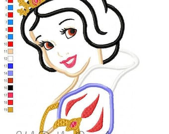 Snow White Applique Design Princess Machine Embroidery© Digital Download UDOAppliques™