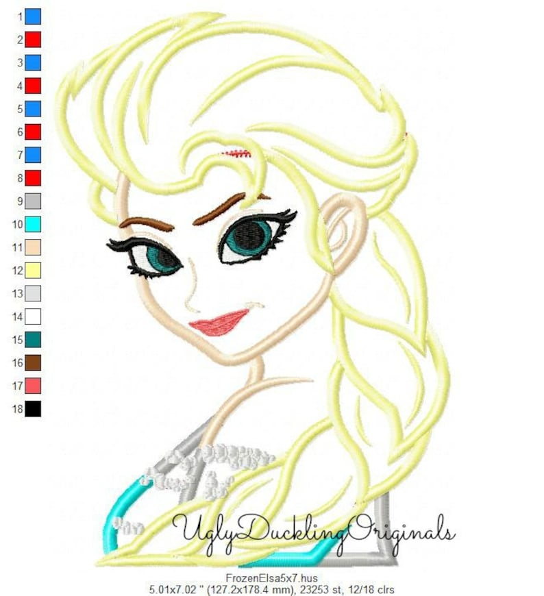 Elsa Applique Design Frozen Princess Machine Embroidery Etsy