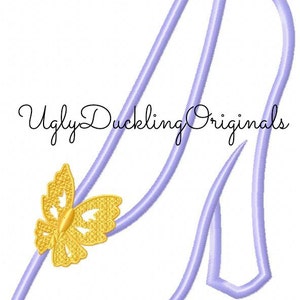 Cinderella Butterfly Glass Slipper Machine Embroidery Applique Design Digital Download