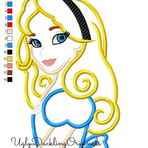 Wonderland Alice Machine Embroidery Original Artwork by UDOappliques™ Applique Design Digital Descargar
