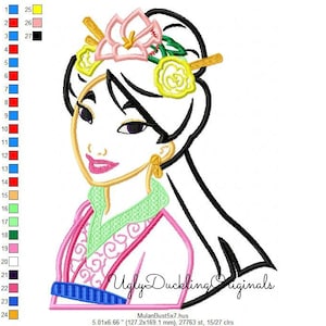 Mulan Princess Machine Embroidery Applique Design Digital Download